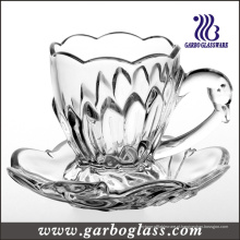 165ml Copo de vidro gravado e Saucer